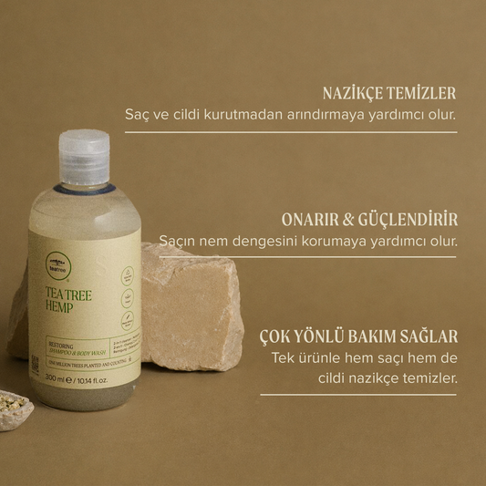 Paul Mitchell Tea Tree Hemp Restoring Shampoo & Body Wash 2’si 1 Arada Şampuan 1000 ml