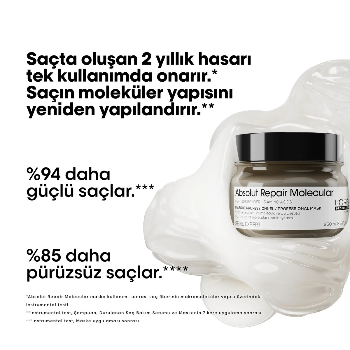L'Oréal Absolut Repair Molecular Onarıcı Saç Maskesi 250 ml image 3