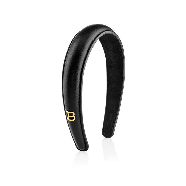 Balmain Leather Puffed Headband Siyah Deri Kadın Taç image 0