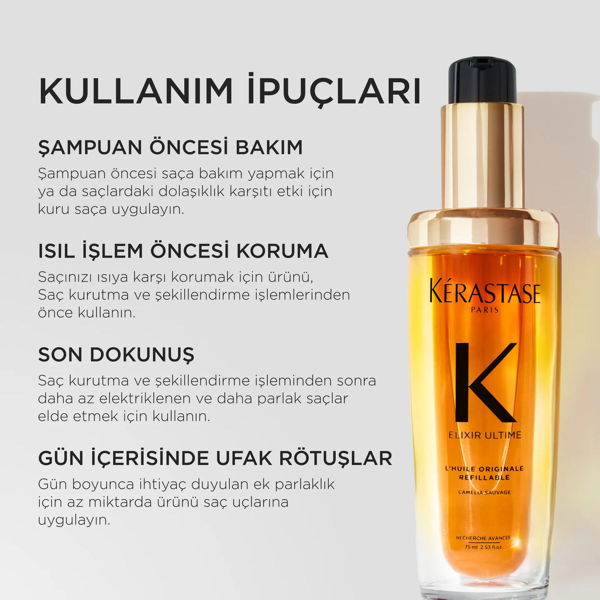 Kérastase Elixir Ultime L'Huile Originale Saç Yağı 75 ml – Yeniden Doldurulabili image 5