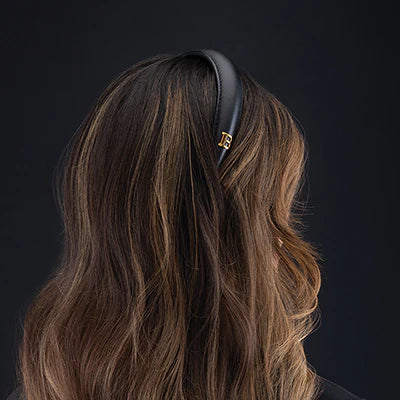 Balmain Leather Puffed Headband Siyah Deri Kadın Taç image 2