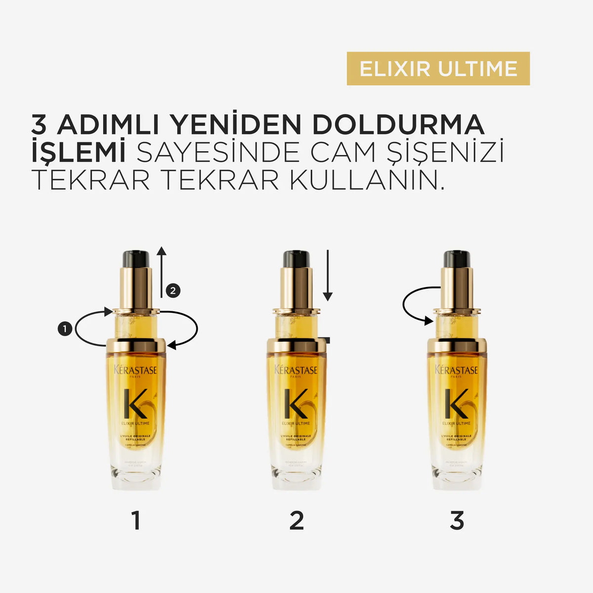 Kérastase Elixir Ultime L'Huile Originale Saç Yağı 75 ml – Yeniden Doldurulabili image 2