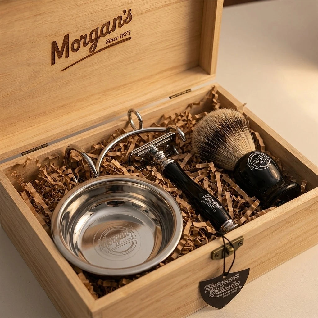Morgan's Pomade Ahşap Kutulu Lüks Erkek Tıraş Seti – Kusursuz Geleneksel Tıraş D image 1