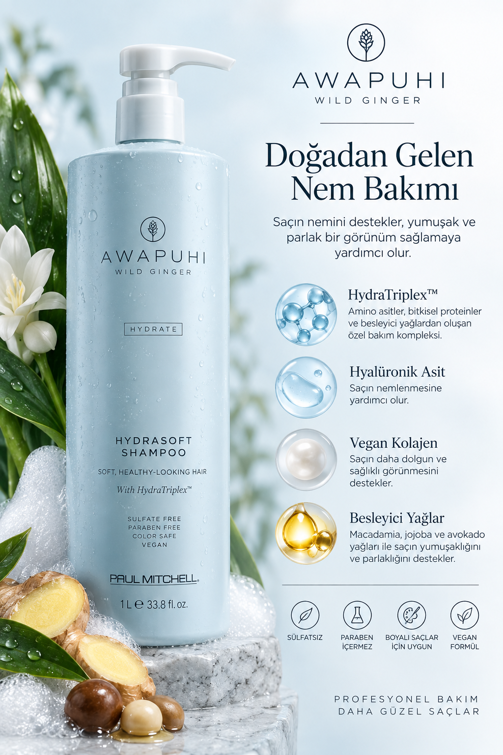 Awapuhi Wild Ginger HydraSoft Nemlendirici Şampuan 1000 ml