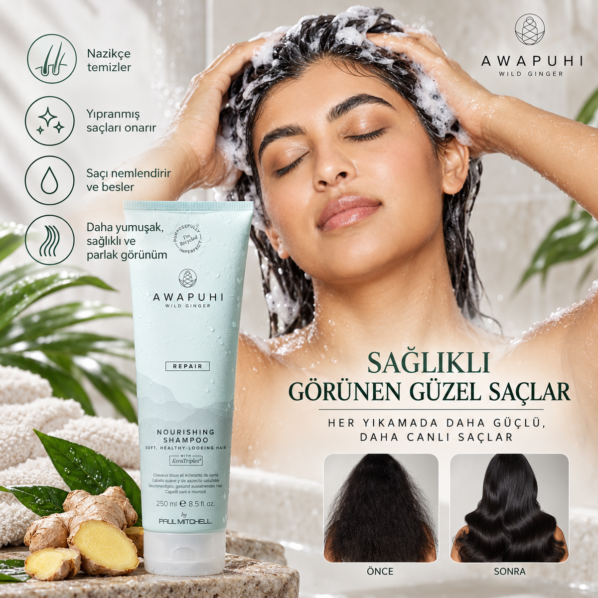 Awapuhi Wild Ginger Nourishing Shampoo Onarıcı Şampuan 250 ml